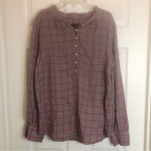 Talbots Long Sleeve 1/4 Button Front with Ruffle Collar. Size L